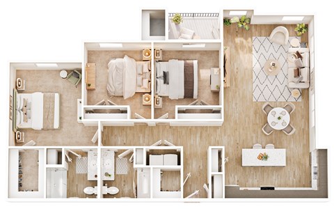 Floor plan for 3 beds, 2 baths, 1430 sqft